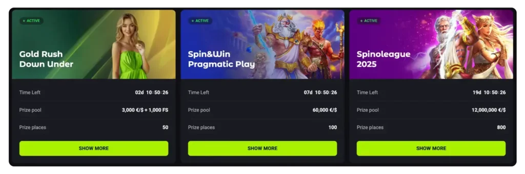 Casinomate online slots interface showcasing game variety